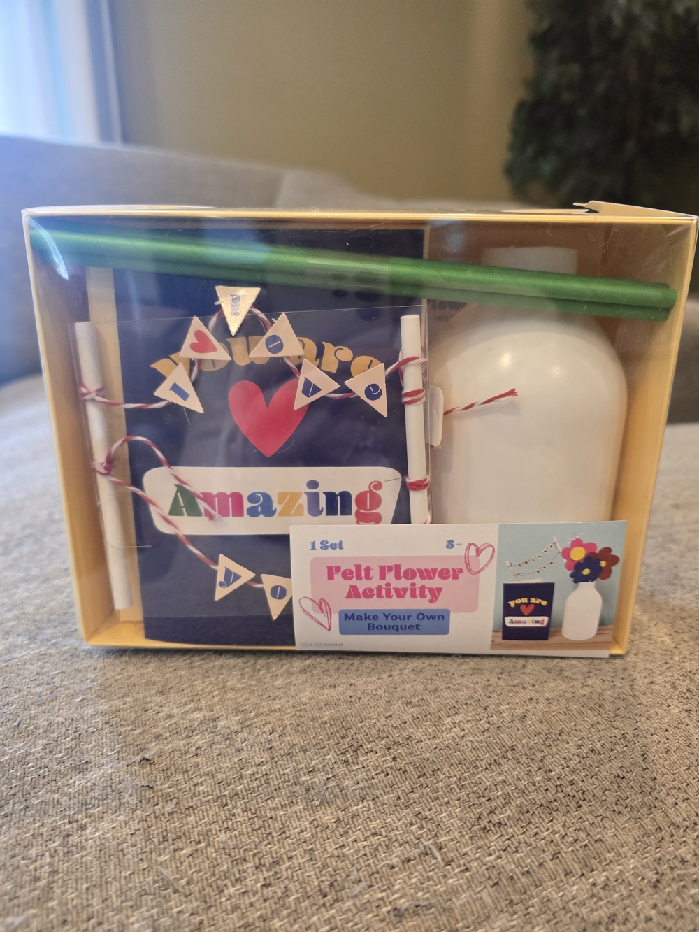 DIY Felt Flower Activity Kit - White & Green - Unbranded